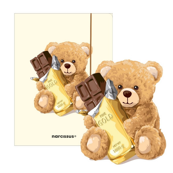 Teczka A4 z gumką Teddies & Miś z czekoladą Narcissus Sztuka Rodzinna